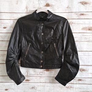 BCBGMaxAzria Black 100% Leather Jacket Size XS